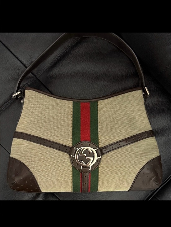 Gucci Handbags - Gucci Beige, Green, Red and Dark Brown Shoulder Bag Jackie O